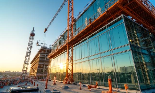 Modern glass and steel construction project in the UK